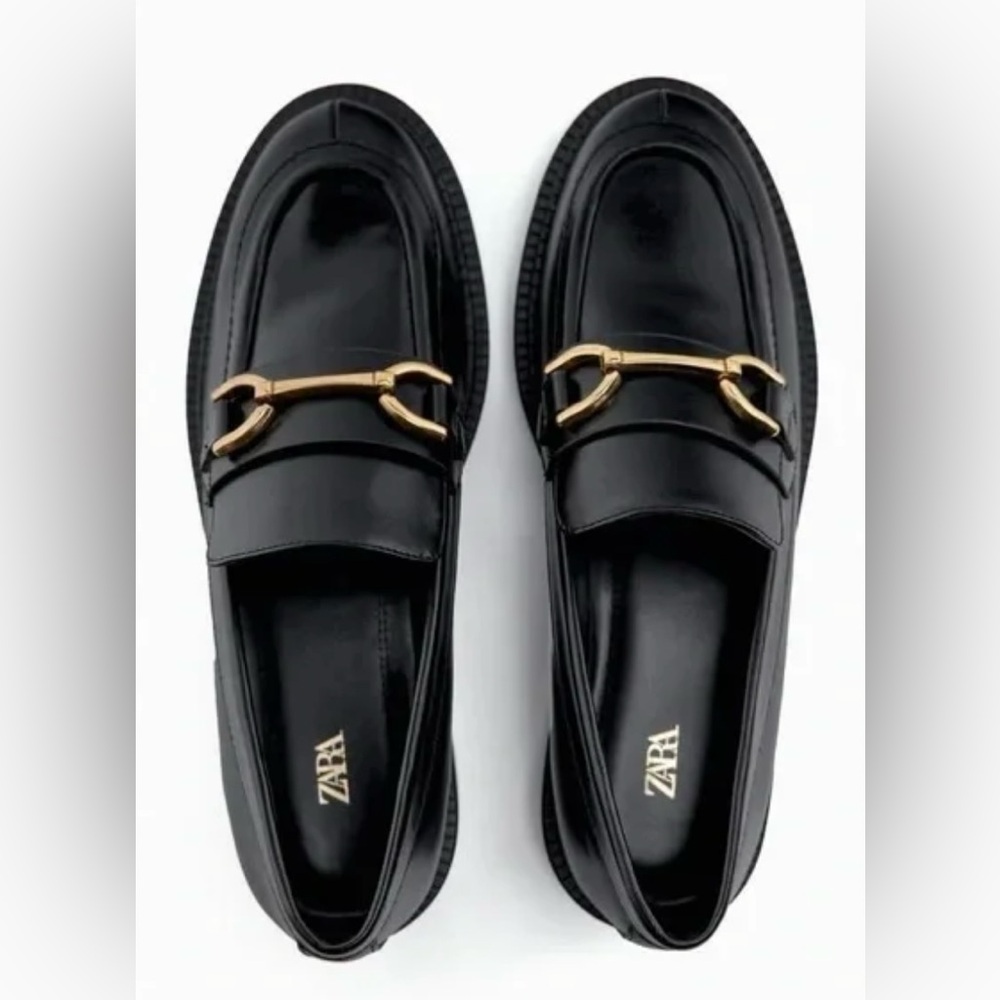 Black Loafers With Gold Buckles